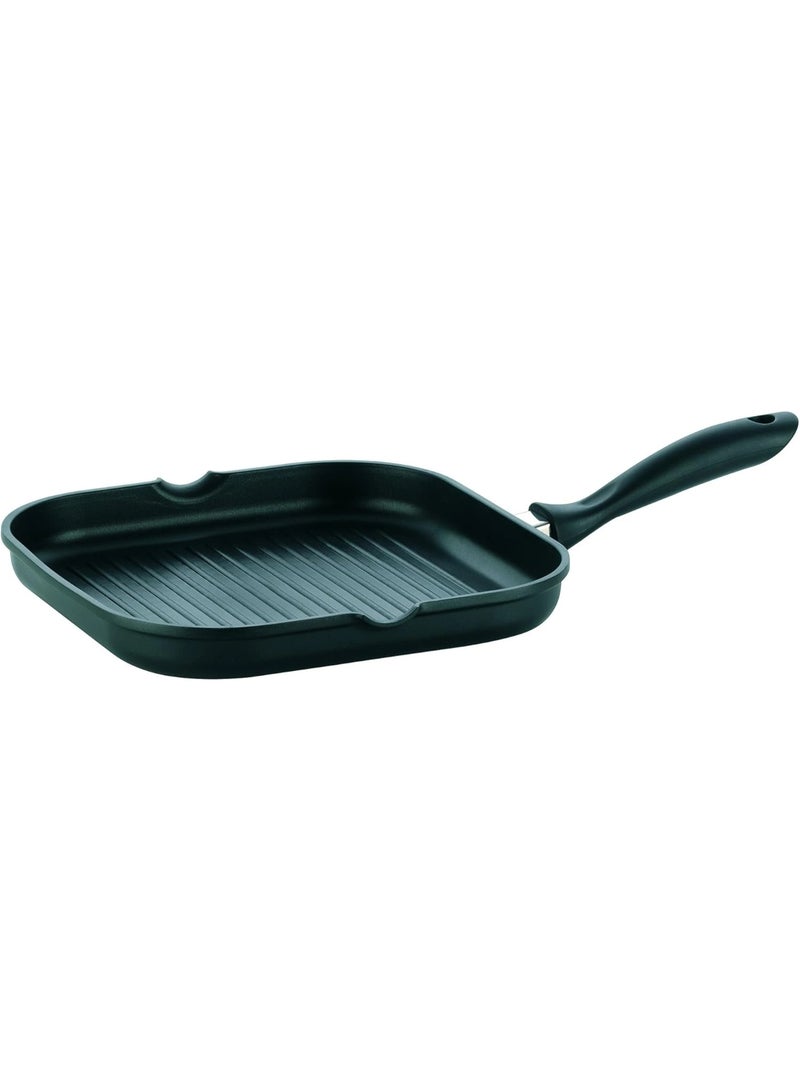 Kela 15156 Kerros Grill Pan 28x28 cm - Cast Aluminum with 6-Star Greblon C3+ Non-Stick Coating - Induction Compatible Square Griddle Pan for Steak & Vegetables - German Quality - Black - Image 1